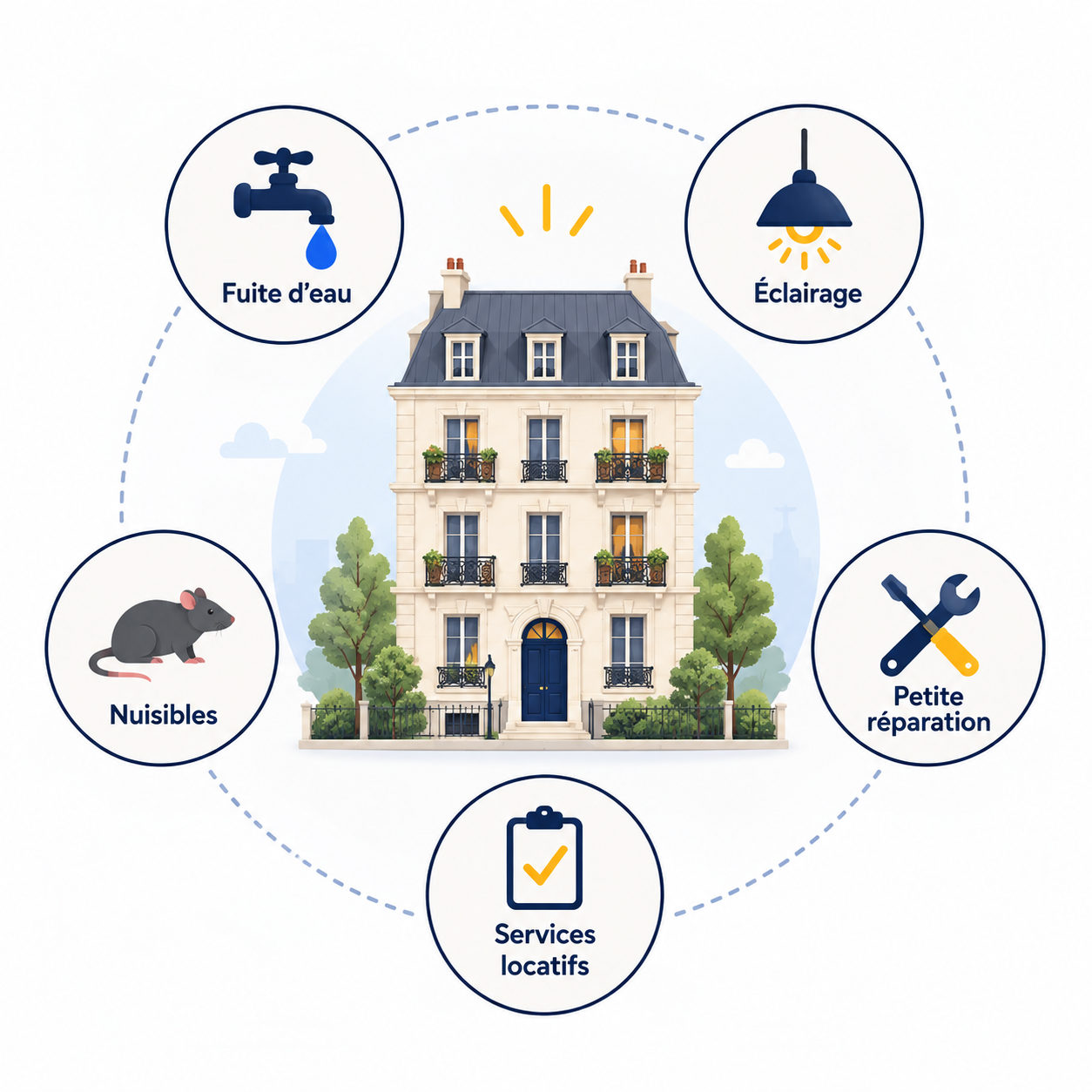 Merci Régis, immeuble de copropriété et interventions du quotidien : fuite d’eau, éclairage, nuisibles, petite réparation, services locatifs